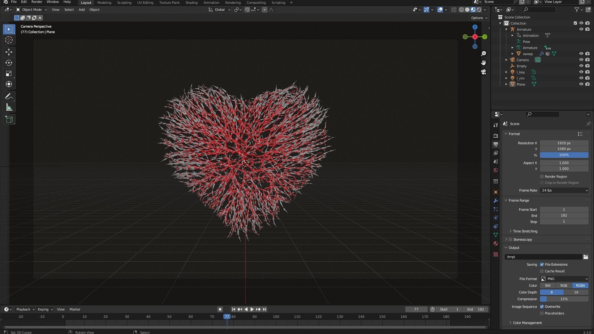 Unrolling Growing Heart Animation 3D model_7