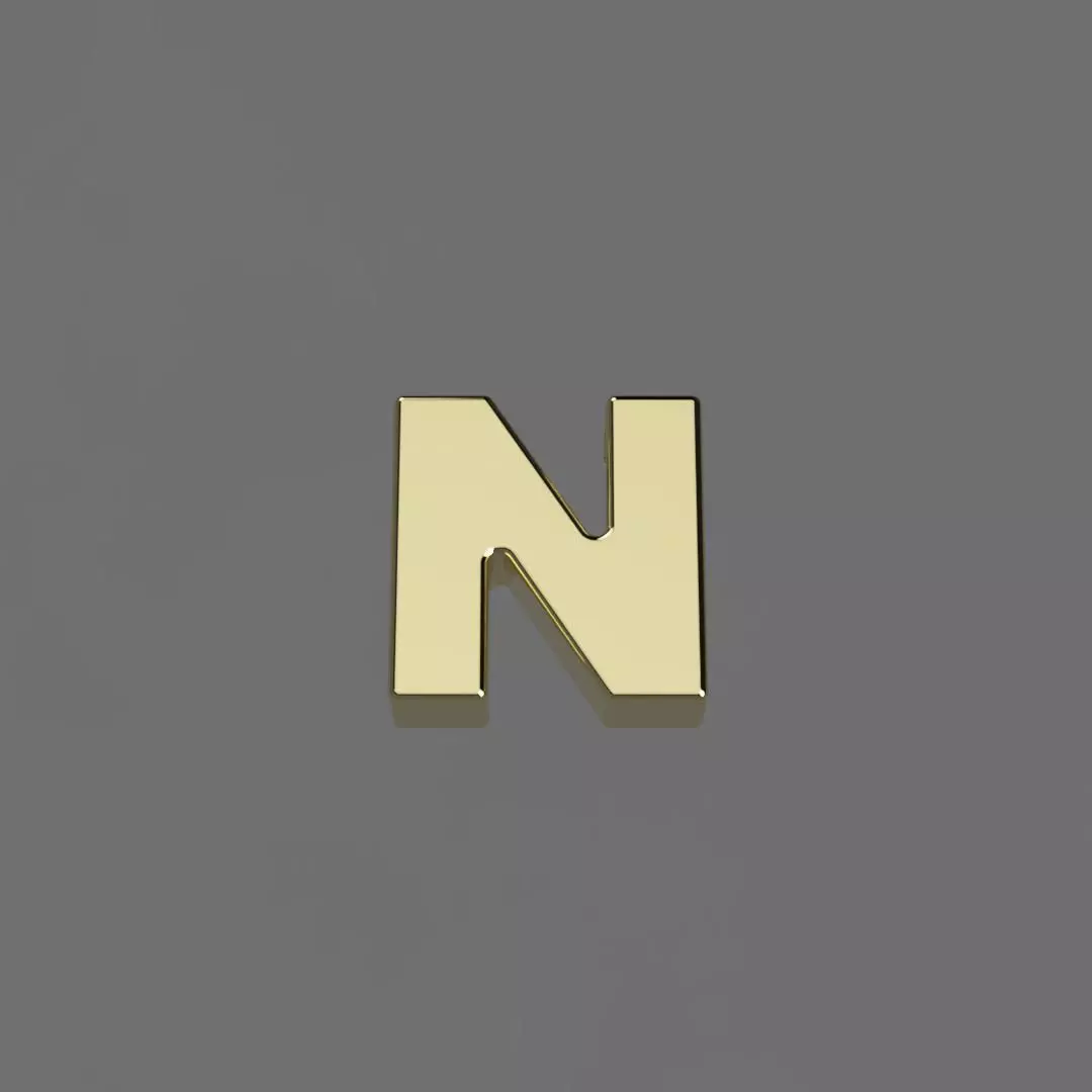 Alphabet N Letter Pendant 3D Model for Necklaces 3D print model_0