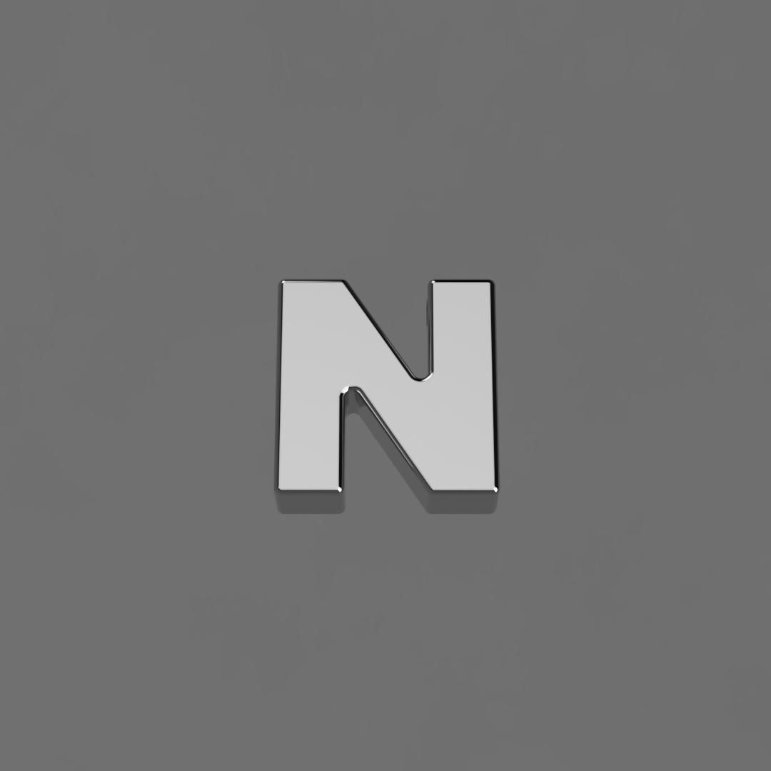 Alphabet N Letter Pendant 3D Model for Necklaces 3D print model_1