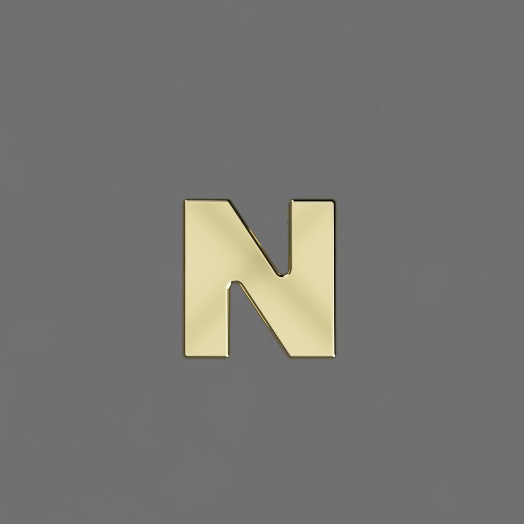 Alphabet N Letter Pendant 3D Model for Necklaces 3D print model_2
