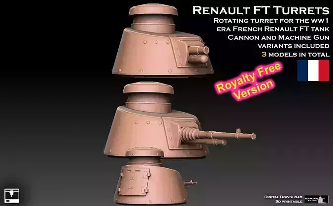 Renault FT Tank Turrets ROYALTY FREE VERSION