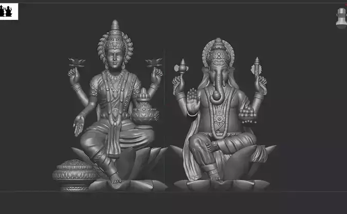 Ganesha and Lakshmi 3D print model