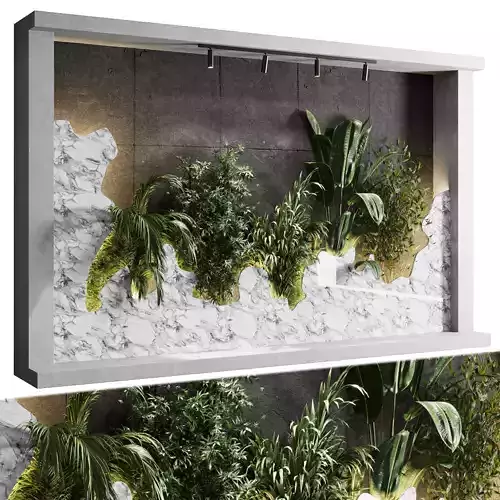 Vertical Wall Garden With concrete frame wall decor