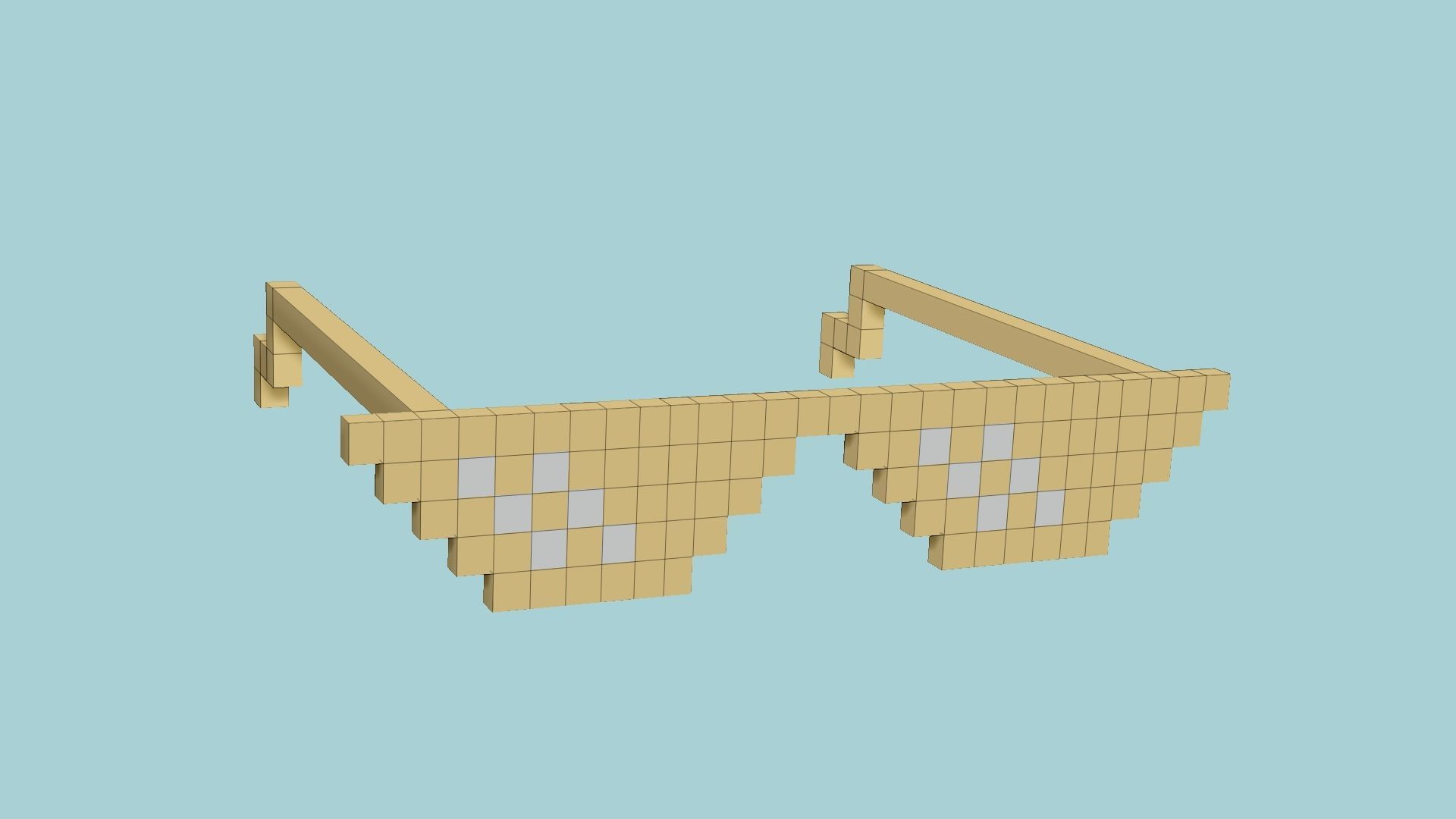 Deal With It Sunglass CGI 04 Golden - Character Design Low-poly 3D model_6