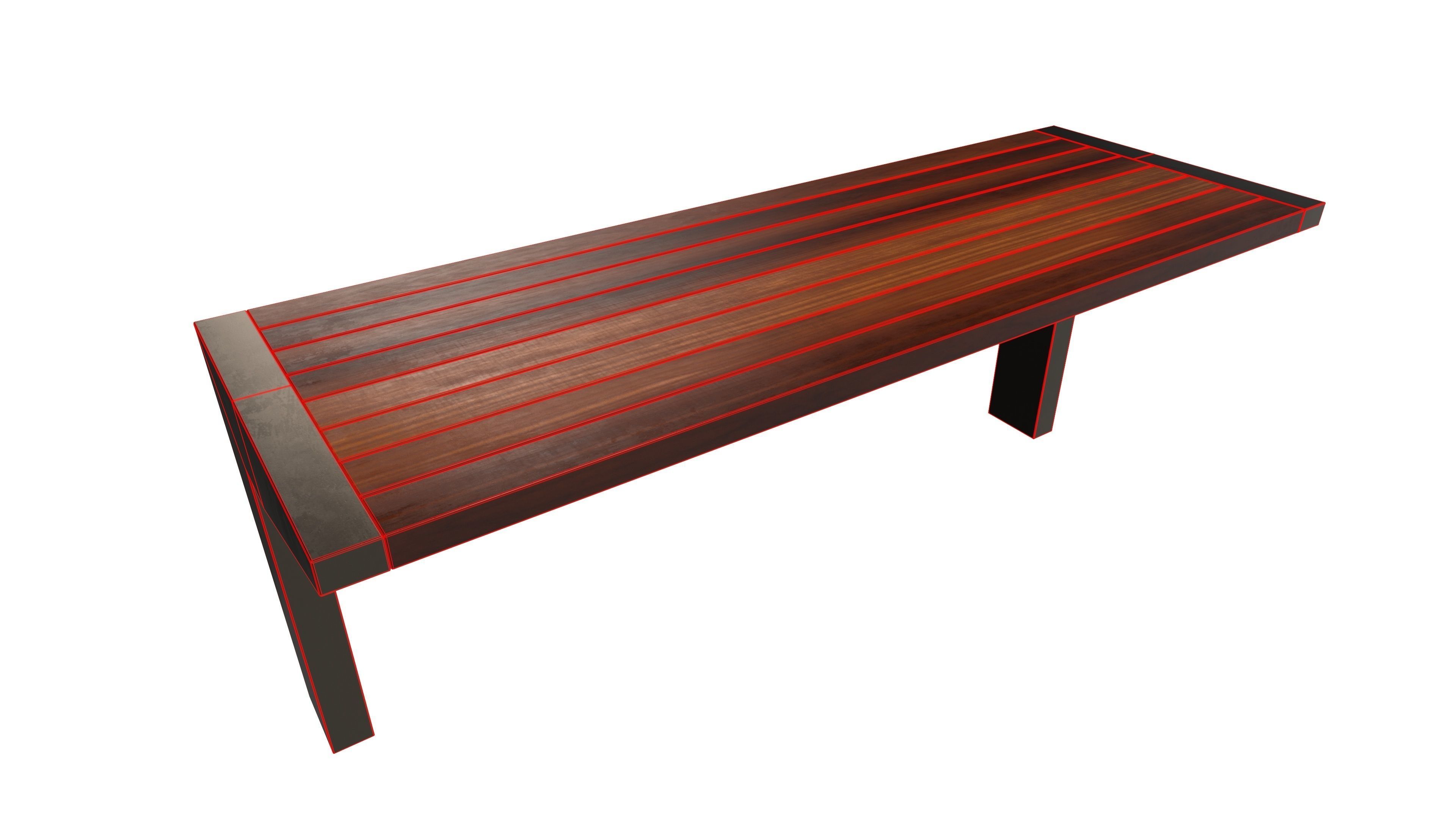 Modern Bench 3D Model AR VR Low-poly 3D model_11