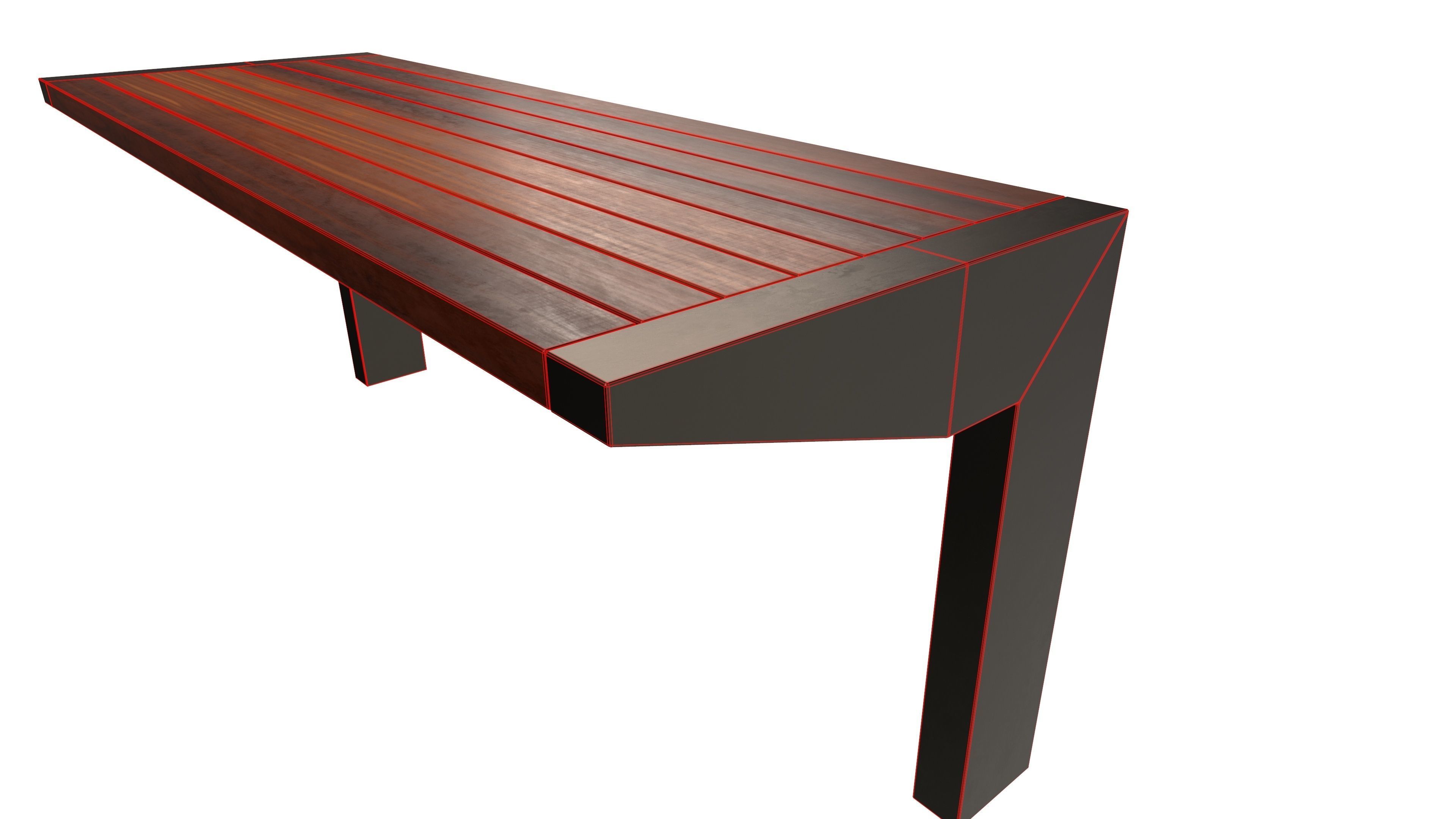 Modern Bench 3D Model AR VR Low-poly 3D model_12