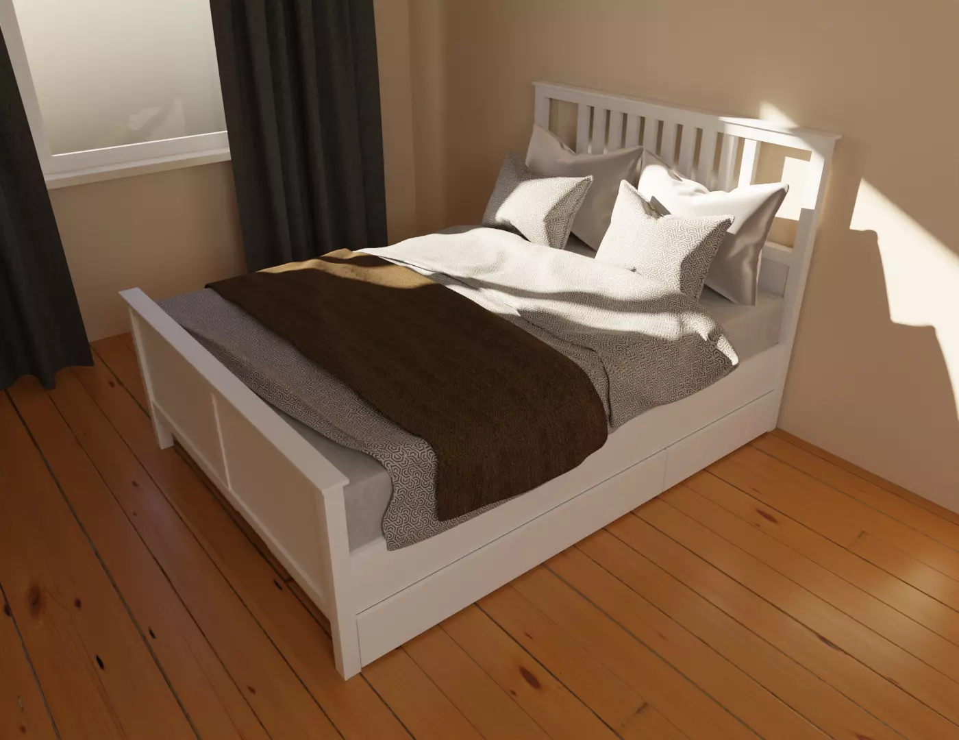 Furniture - Hemnes IKEA Bed Free 3D model_0