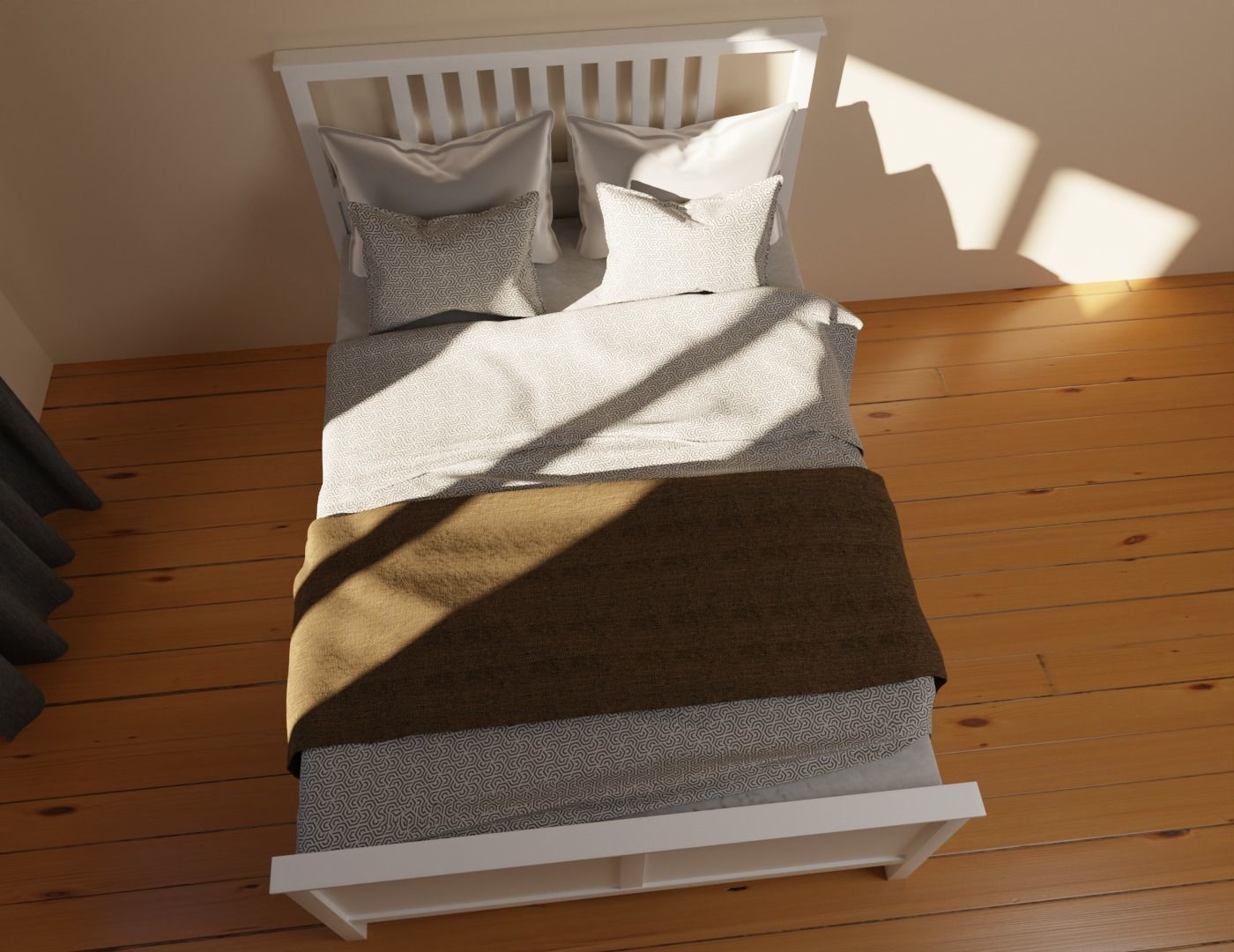 Furniture - Hemnes IKEA Bed Free 3D model_4