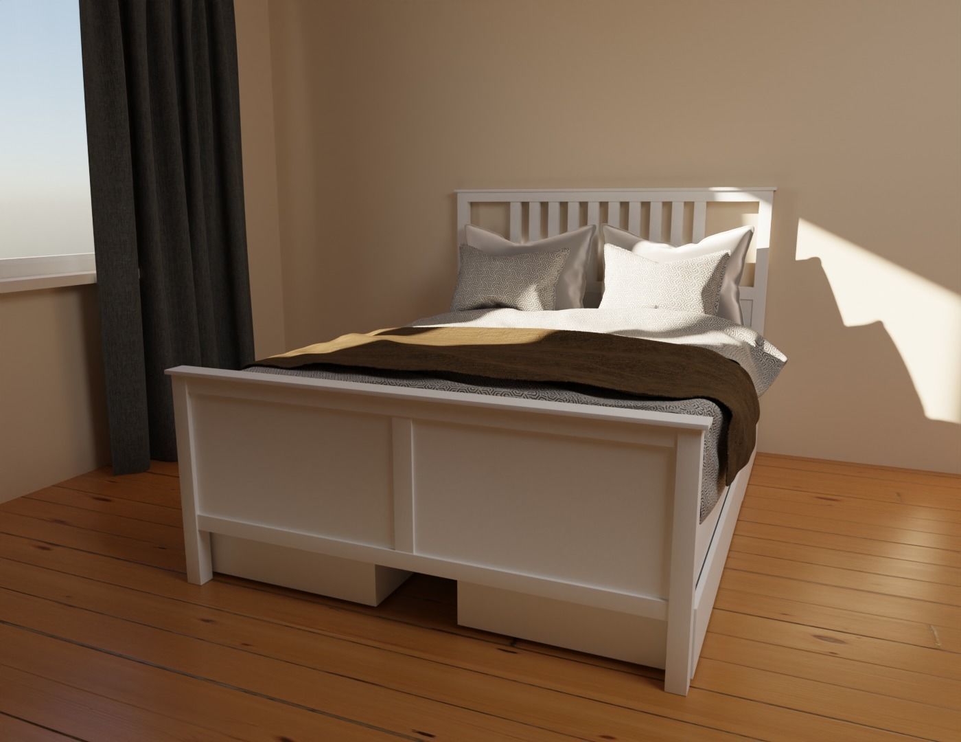 Furniture - Hemnes IKEA Bed Free 3D model_2