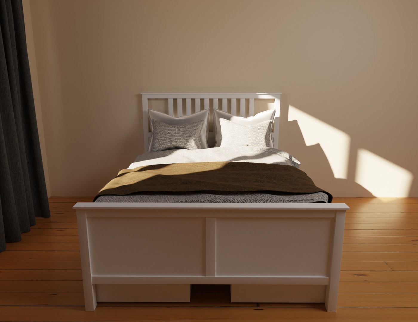 Furniture - Hemnes IKEA Bed Free 3D model_5