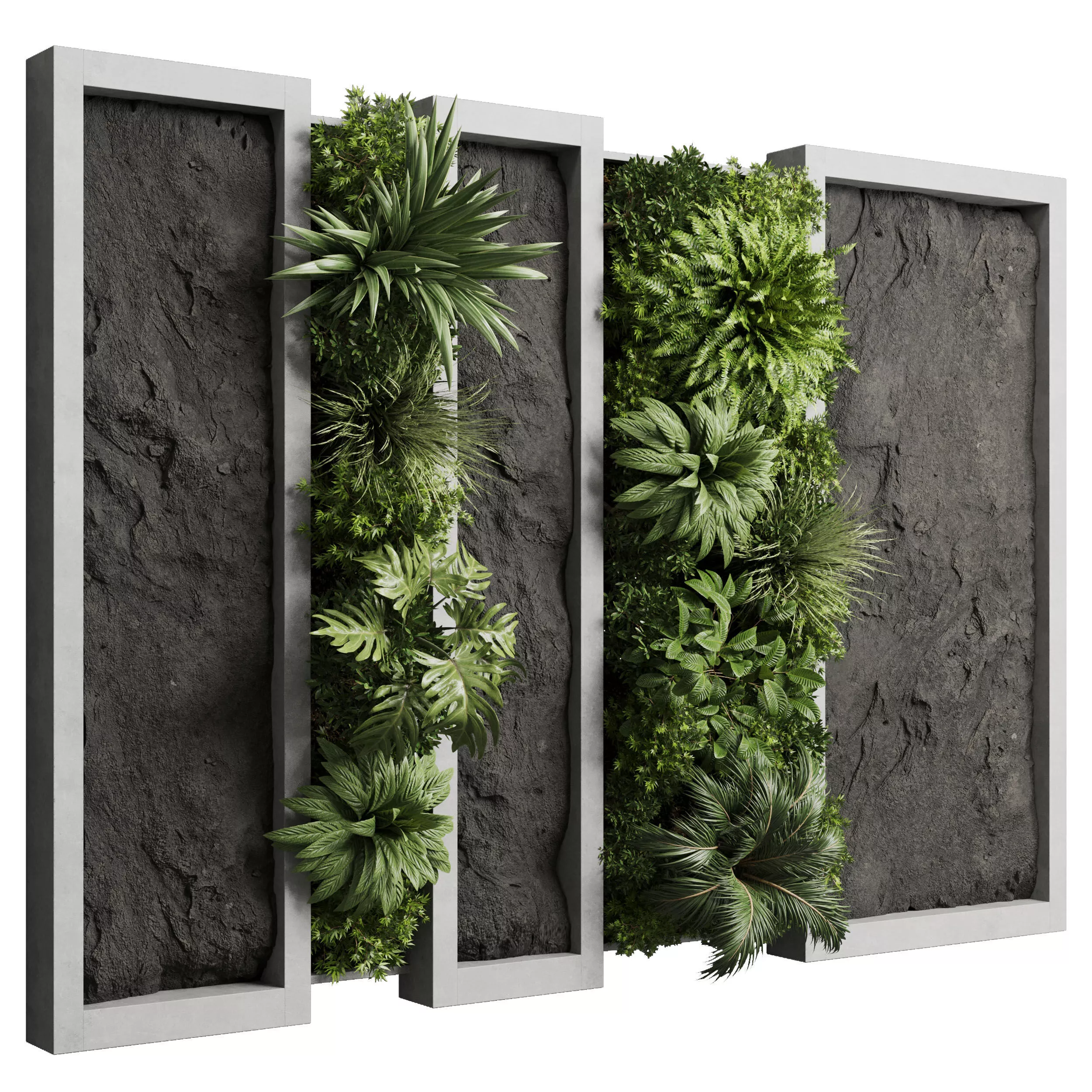 Vertical graden concrete frame Stone wall decor 3D model