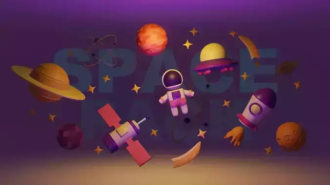 Stylised Space Assets Pack Free 3D model