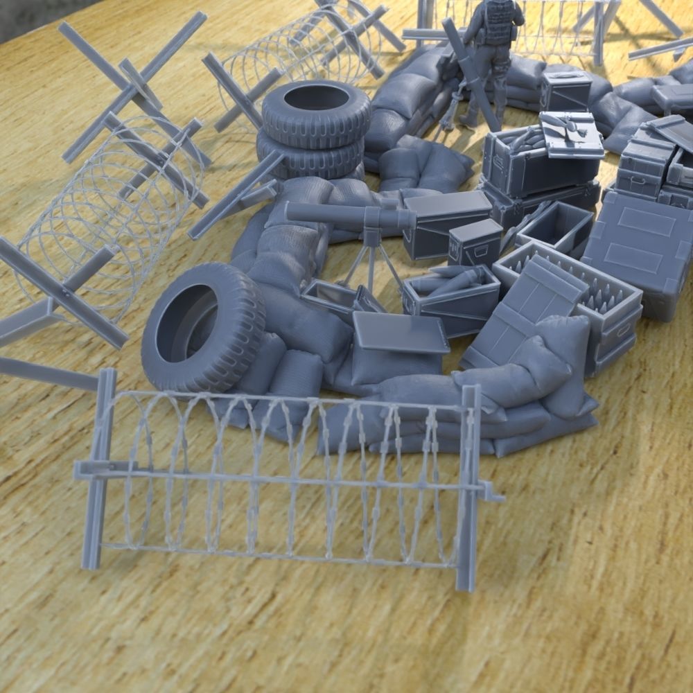 ANTI TANK POST FOR WAR TABLETOP TERRAIN 1-35 SUPPORTED STL 3D print model_6