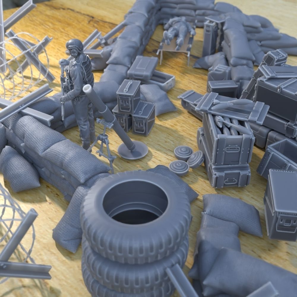 ANTI TANK POST FOR WAR TABLETOP TERRAIN 1-35 SUPPORTED STL 3D print model_9