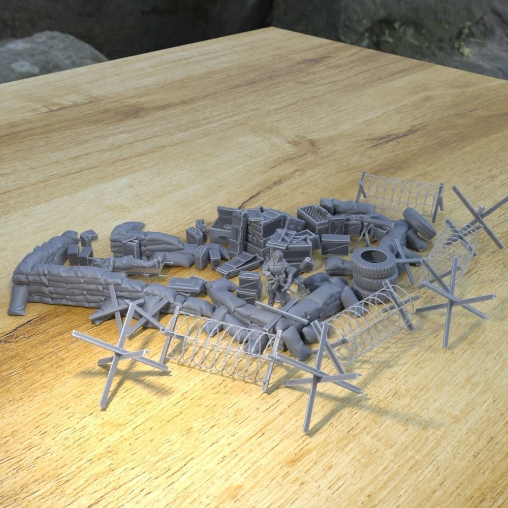 ANTI TANK POST FOR WAR TABLETOP TERRAIN 1-35 SUPPORTED STL 3D print model_1