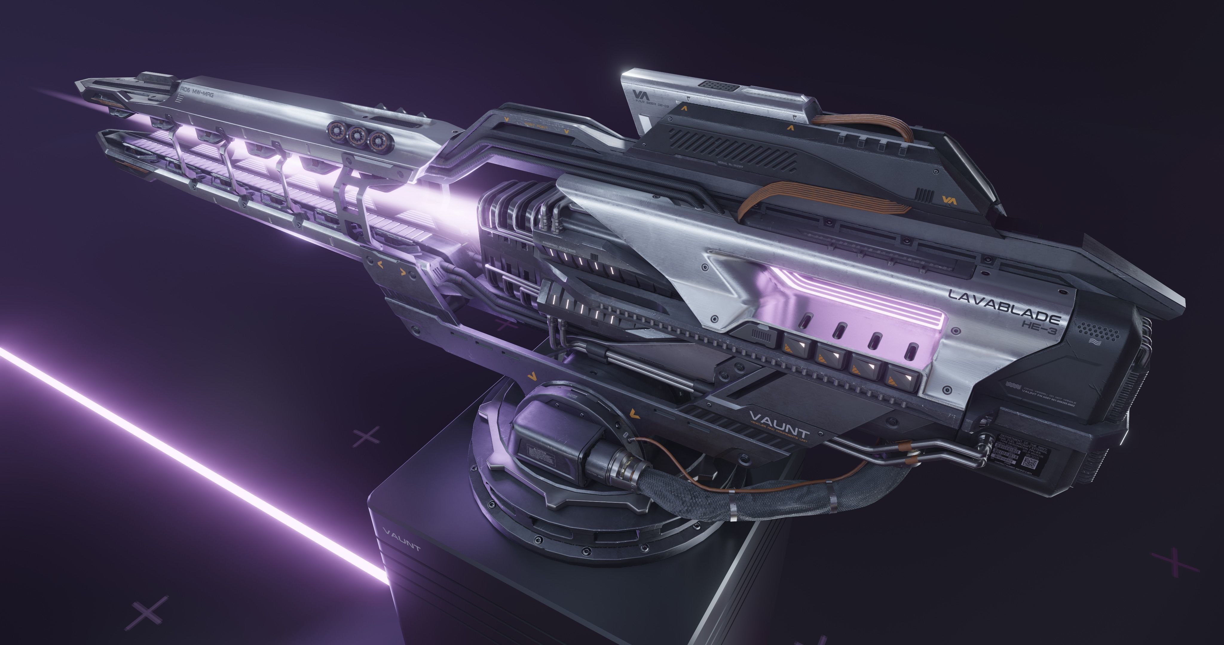 SCI-FI Futuristic Industrial Gimbal Mounted Laser Rail Weapon 3D model_2