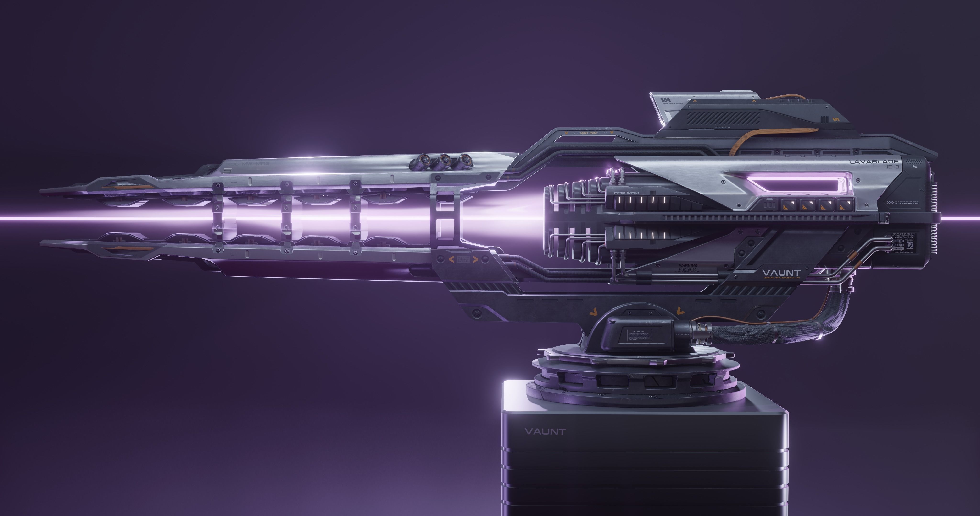 SCI-FI Futuristic Industrial Gimbal Mounted Laser Rail Weapon 3D model_3