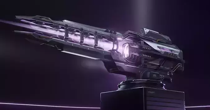 SCI-FI Futuristic Industrial Gimbal Mounted Laser Rail Weapon 3D model