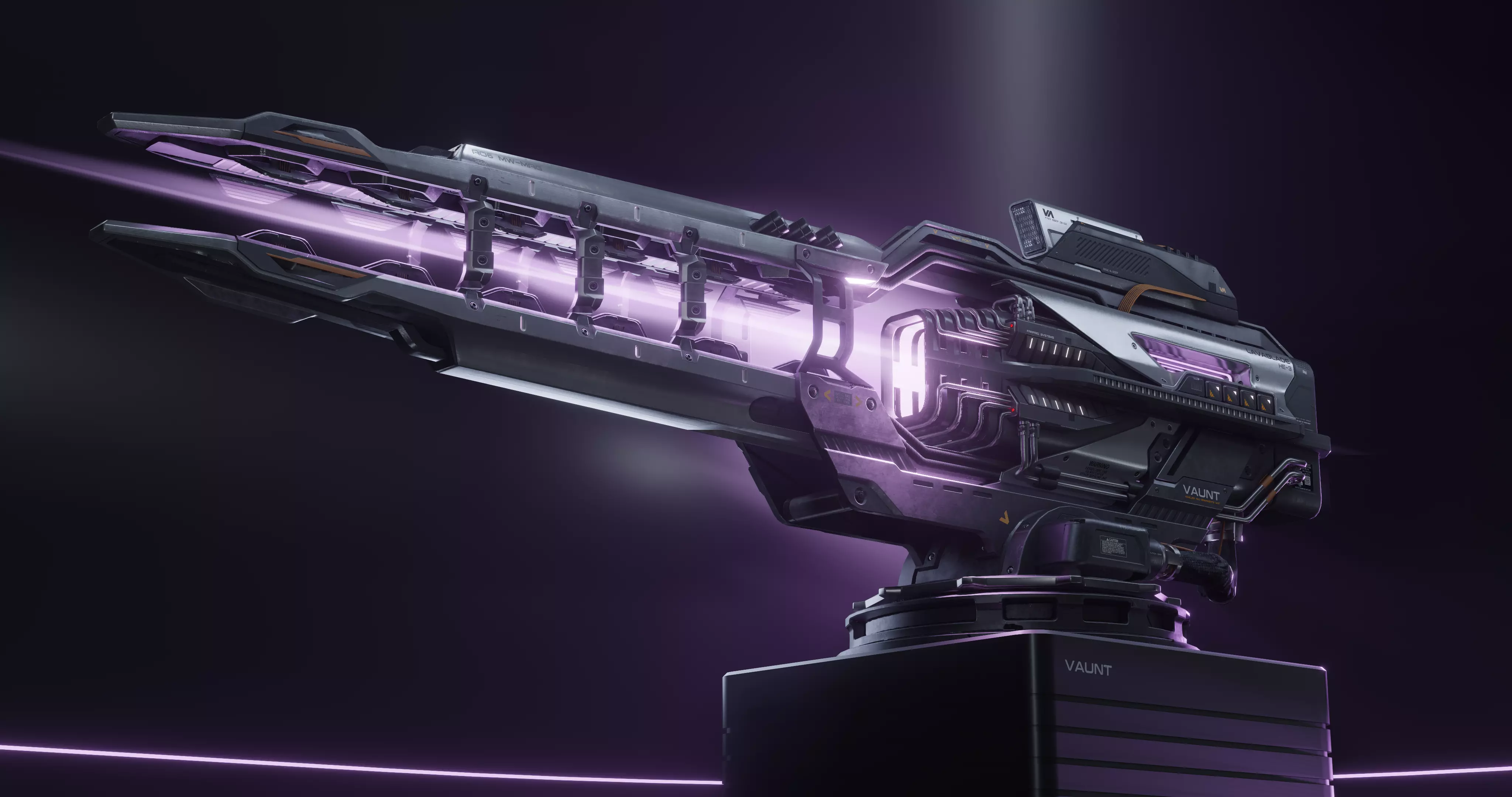 SCI-FI Futuristic Industrial Gimbal Mounted Laser Rail Weapon 3D model_0