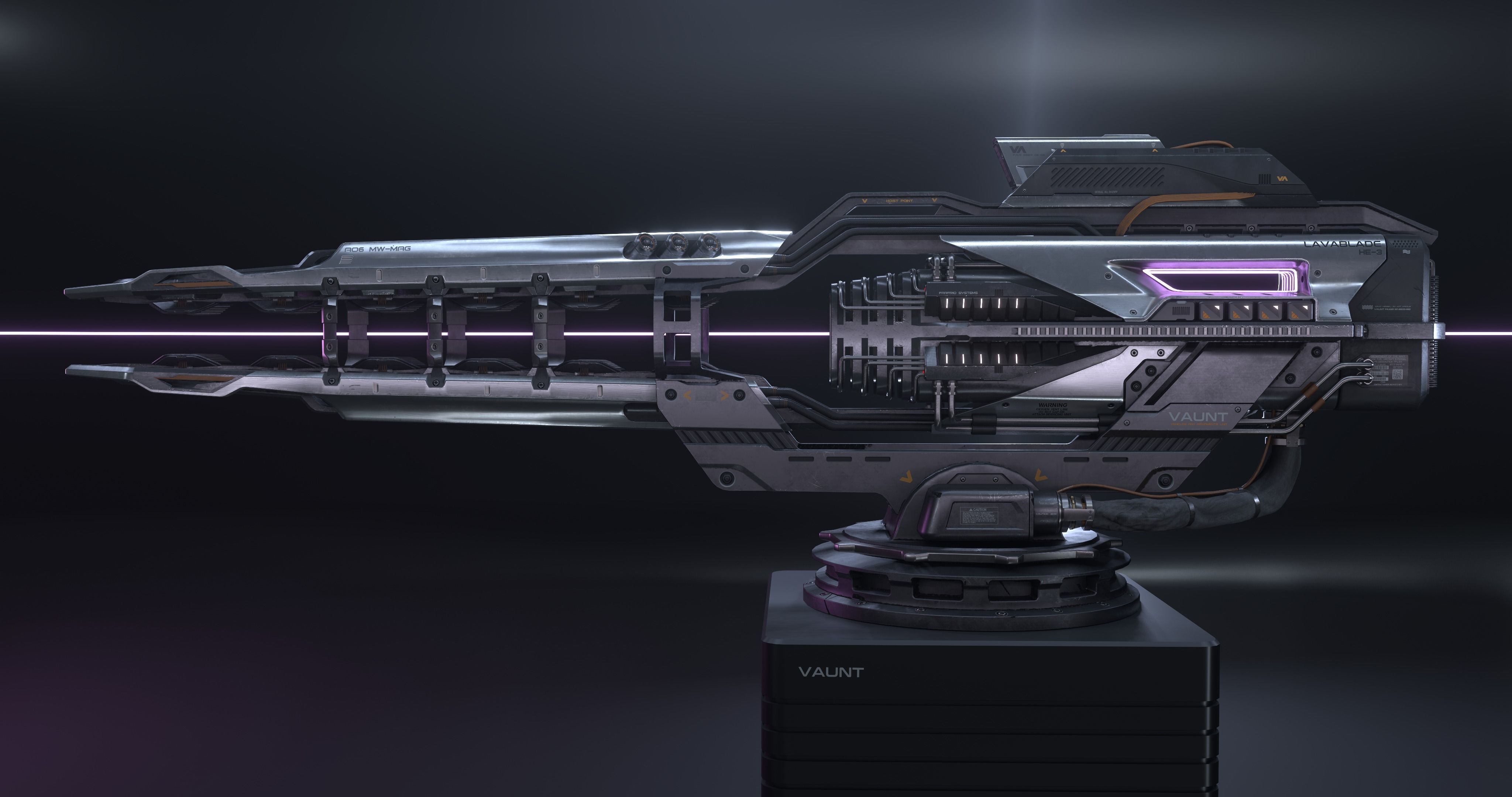 SCI-FI Futuristic Industrial Gimbal Mounted Laser Rail Weapon 3D model_4