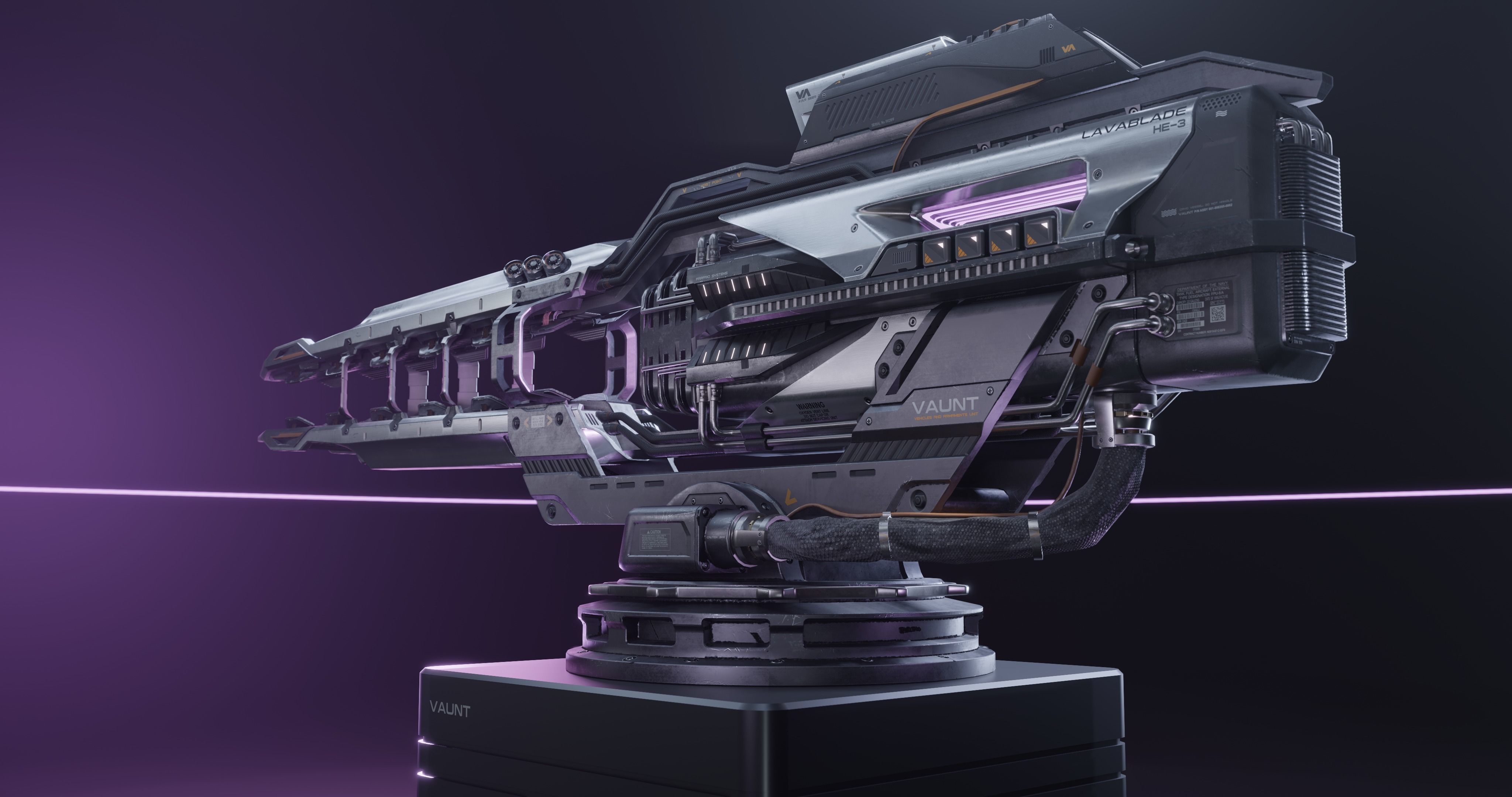 SCI-FI Futuristic Industrial Gimbal Mounted Laser Rail Weapon 3D model_1