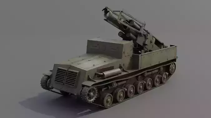 Type 4 Ha To Self-Propelled Mortar Low-poly 3D model