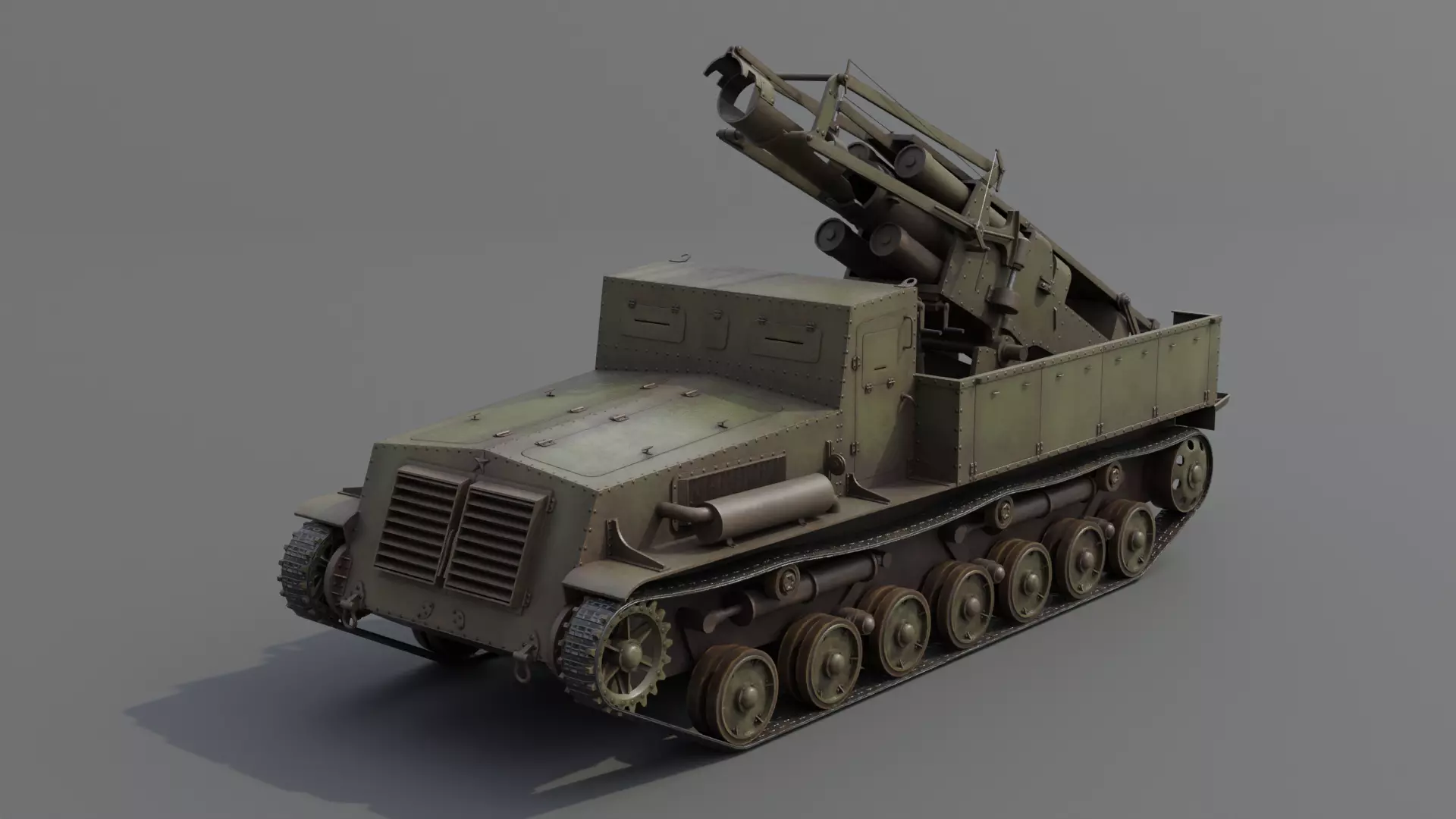 Type 4 Ha To Self-Propelled Mortar Low-poly 3D model_0