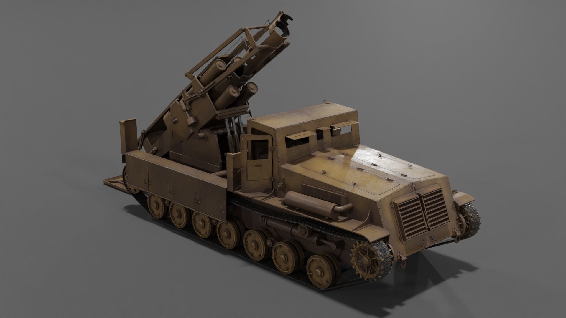 Type 4 Ha To Self-Propelled Mortar Low-poly 3D model_6