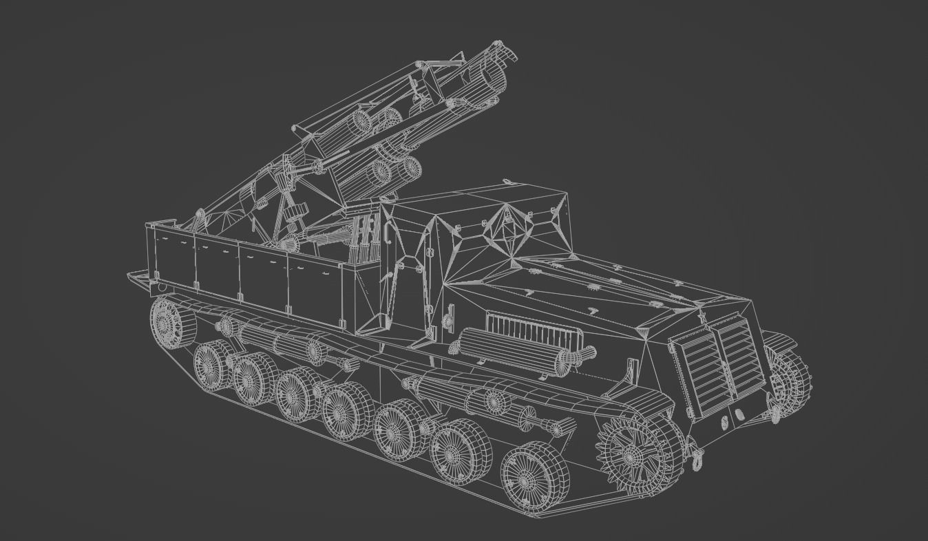 Type 4 Ha To Self-Propelled Mortar Low-poly 3D model_8
