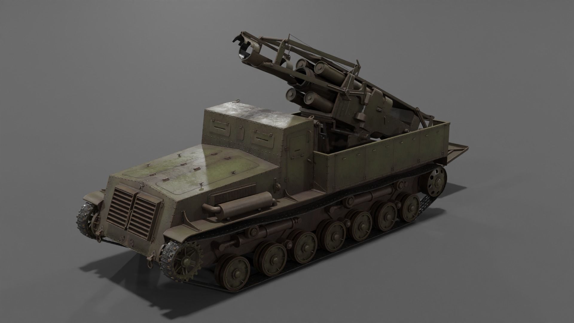 Type 4 Ha To Self-Propelled Mortar Low-poly 3D model_11