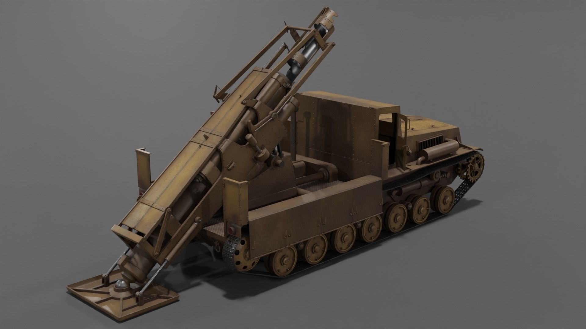 Type 4 Ha To Self-Propelled Mortar Low-poly 3D model_5