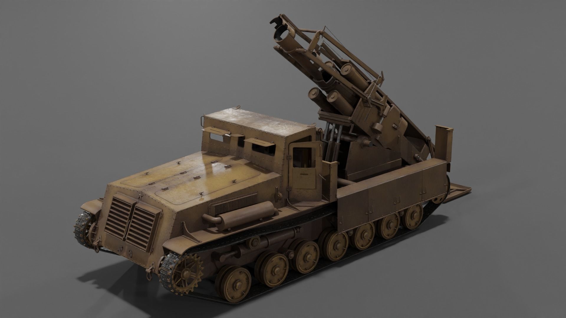 Type 4 Ha To Self-Propelled Mortar Low-poly 3D model_3