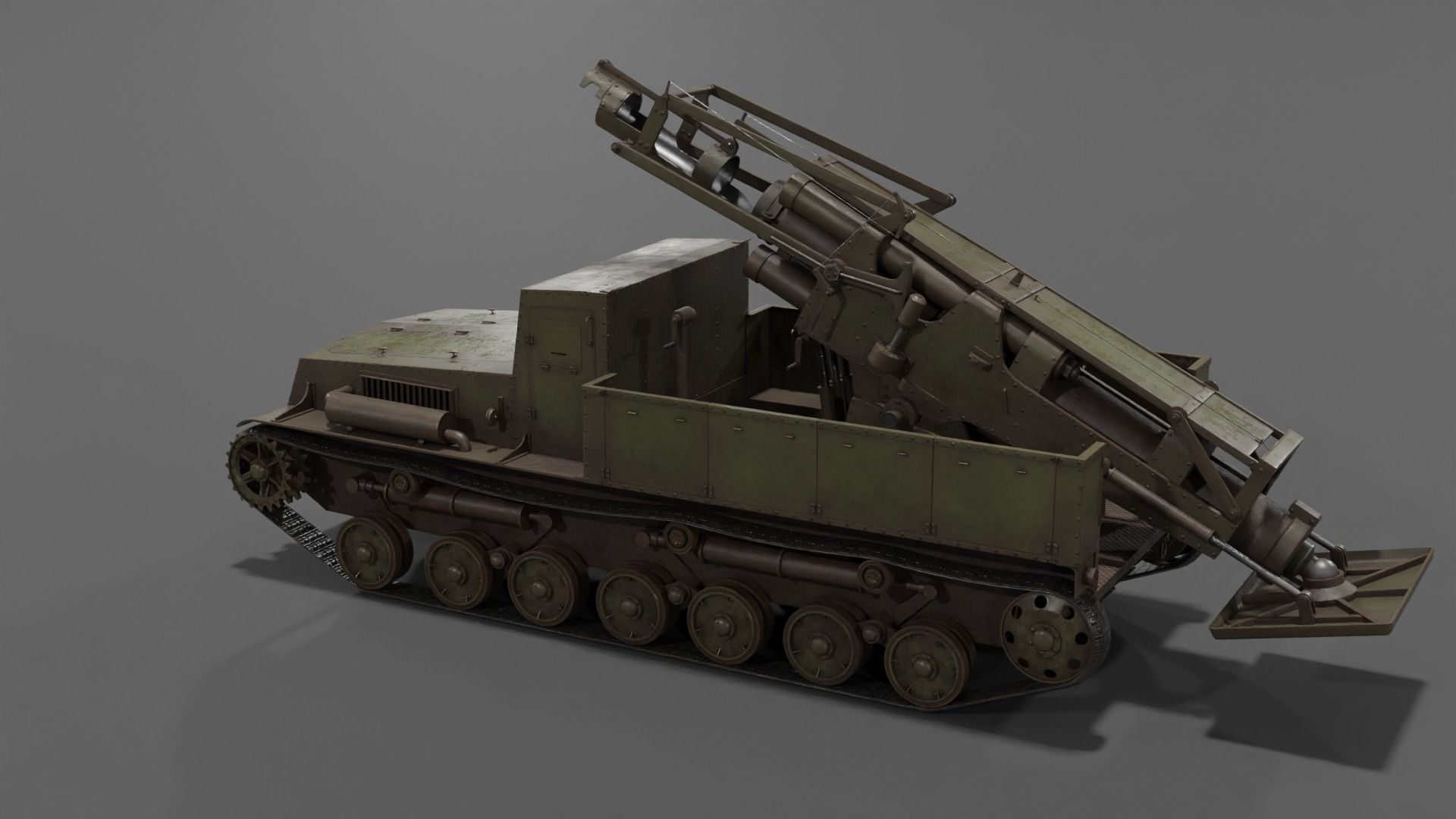Type 4 Ha To Self-Propelled Mortar Low-poly 3D model_19