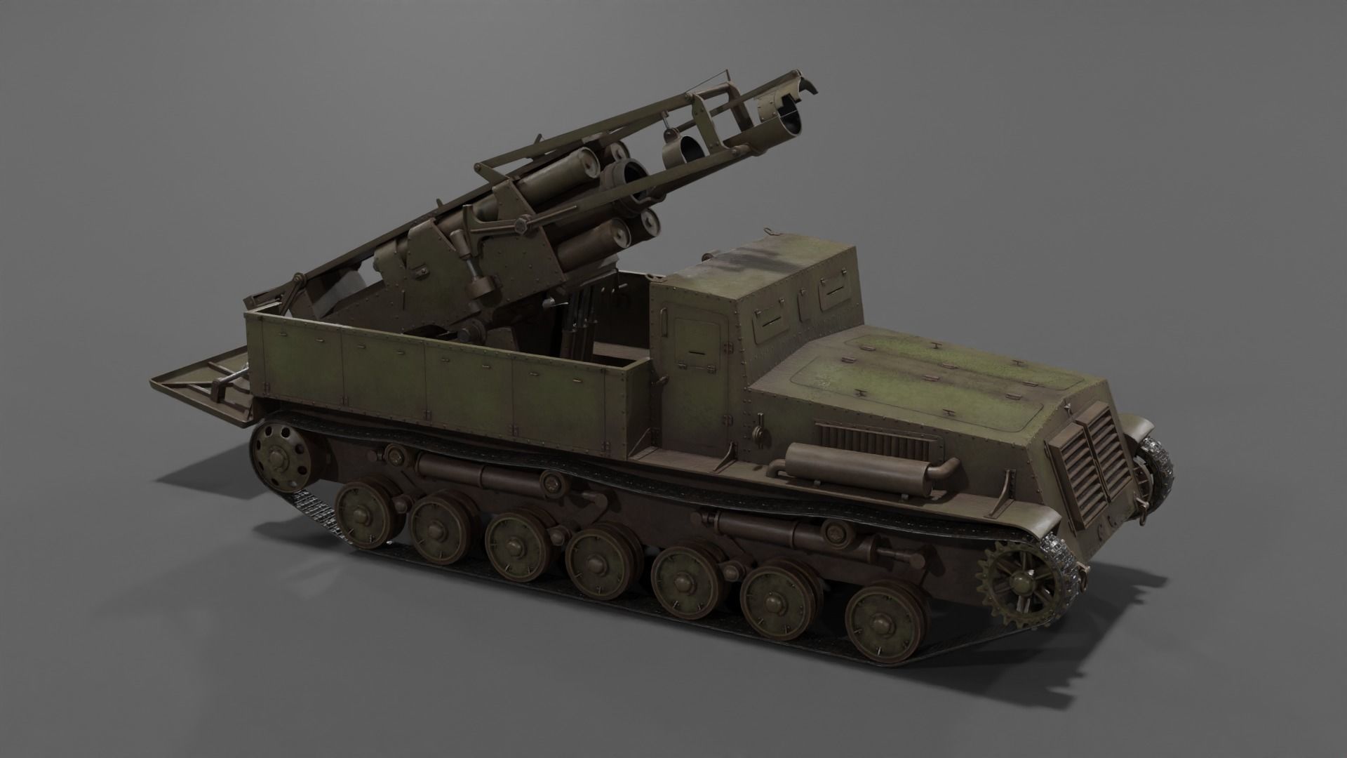 Type 4 Ha To Self-Propelled Mortar Low-poly 3D model_14
