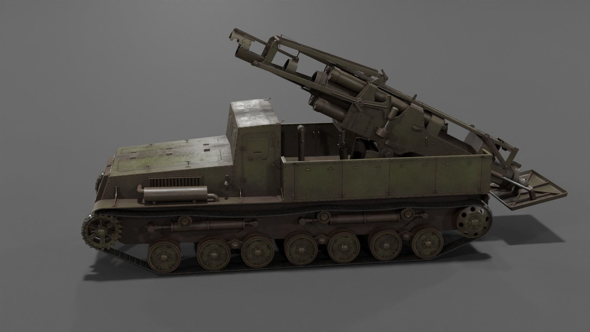 Type 4 Ha To Self-Propelled Mortar Low-poly 3D model_20