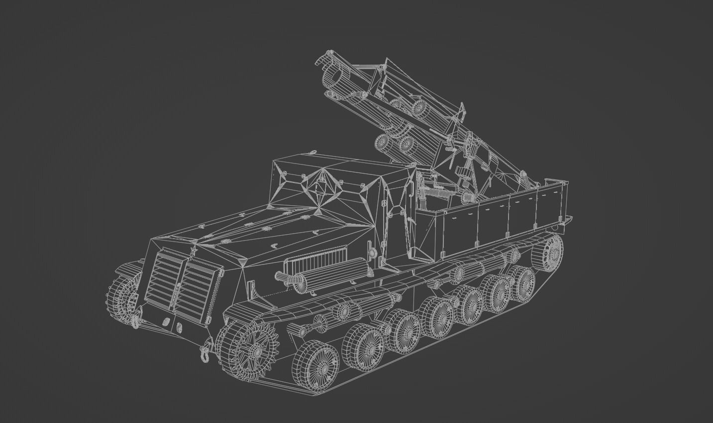 Type 4 Ha To Self-Propelled Mortar Low-poly 3D model_7