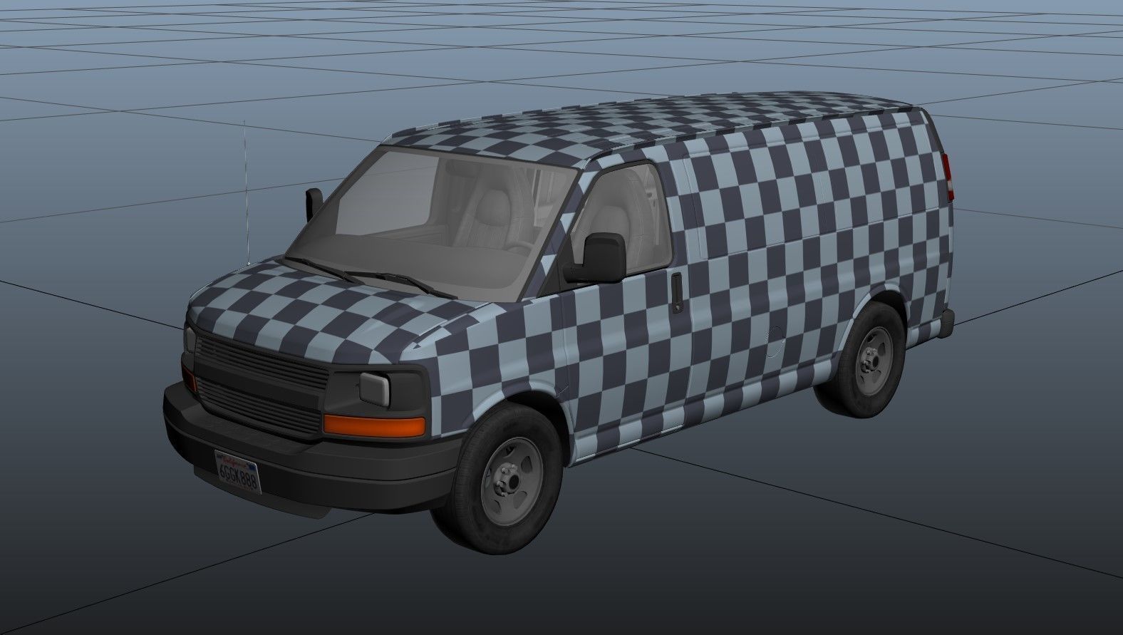 Generic industrial van Low-poly 3D model_40
