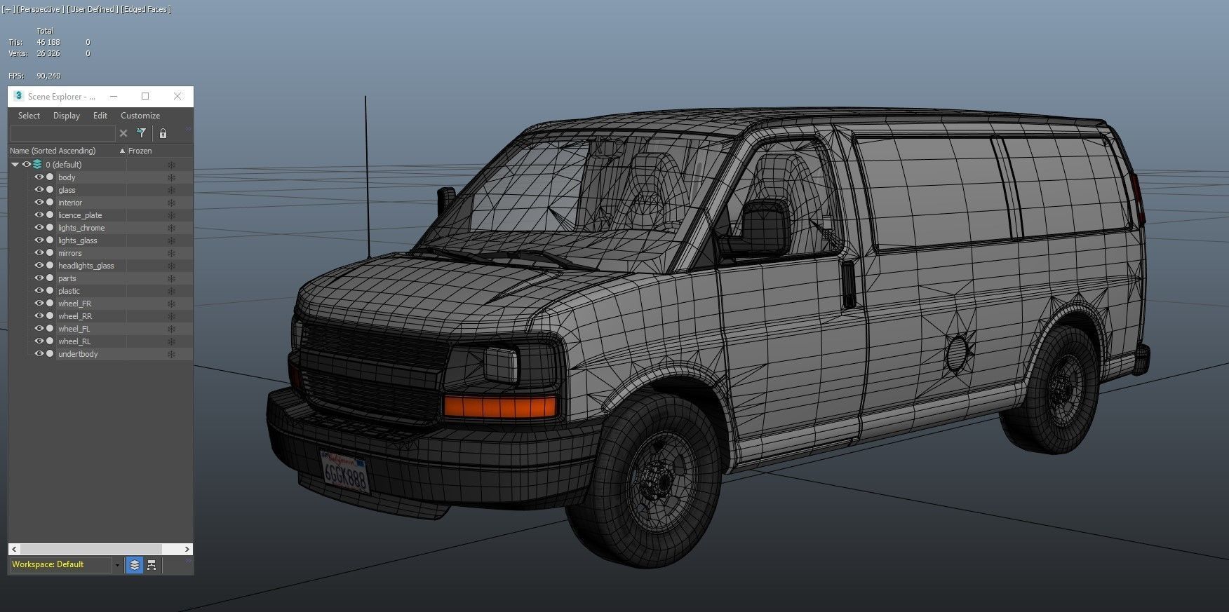 Generic industrial van Low-poly 3D model_34