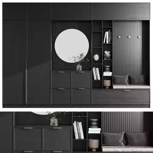 Hallway Furniture black wooden set 02