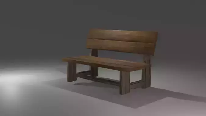 Wood Bench Low poly Game ready