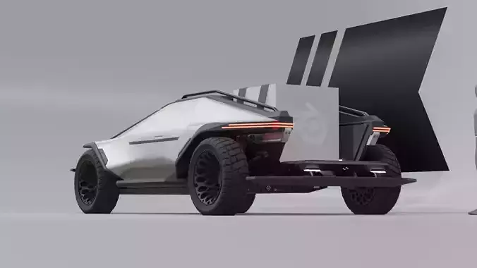 SCI-FI Futuristic CYBERTRUCK CONCEPT - design study Low-poly 3D model