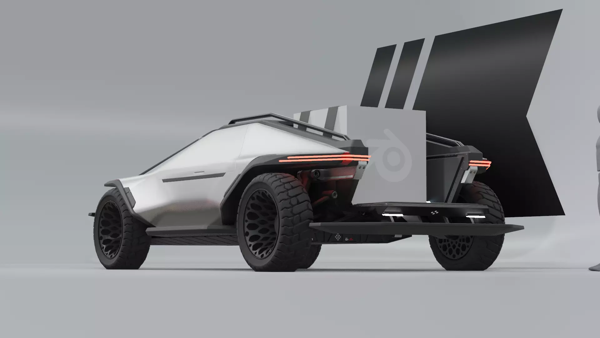 SCI-FI Futuristic CYBERTRUCK CONCEPT - design study Low-poly 3D model_0