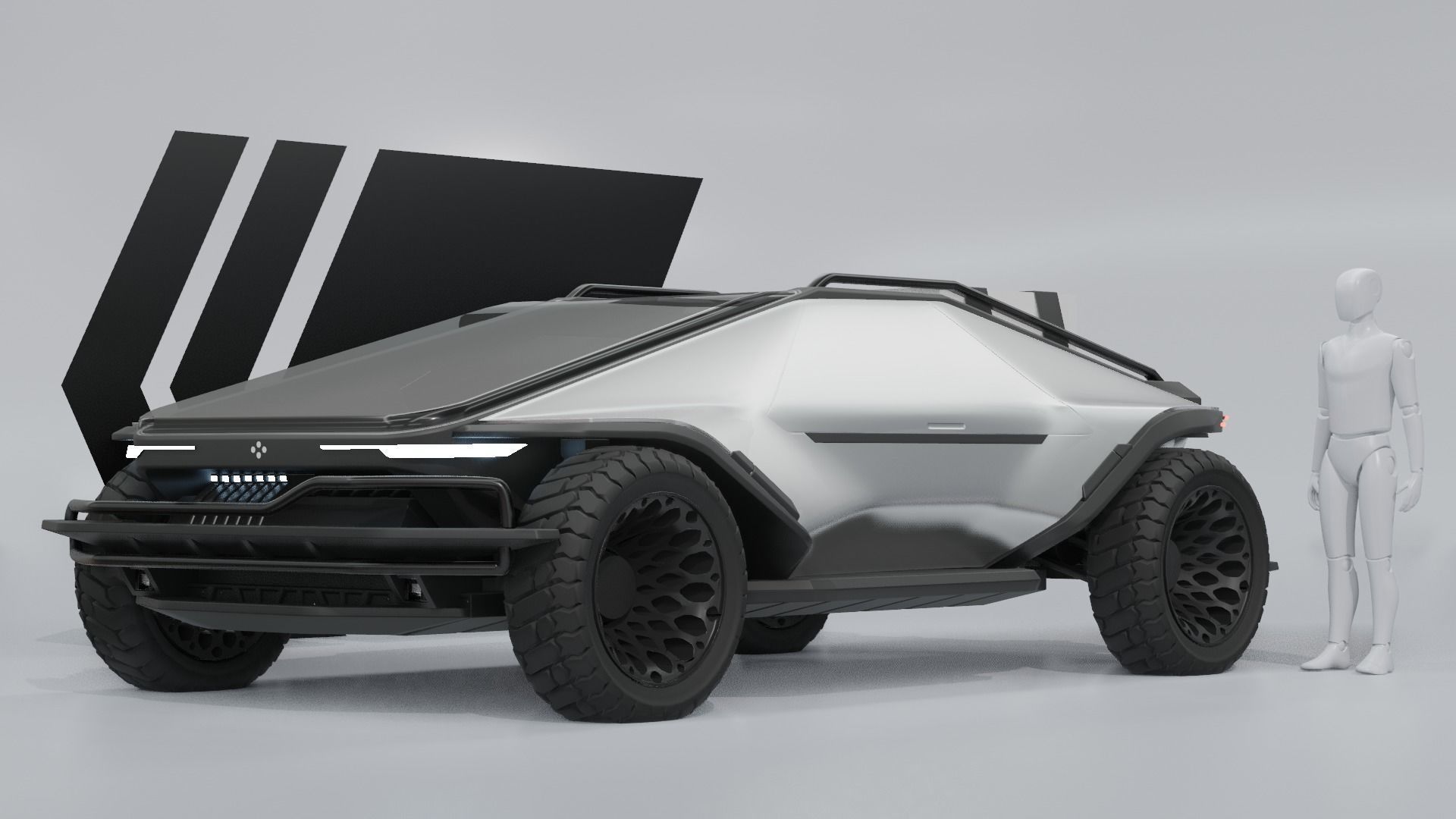 SCI-FI Futuristic CYBERTRUCK CONCEPT - design study Low-poly 3D model_2
