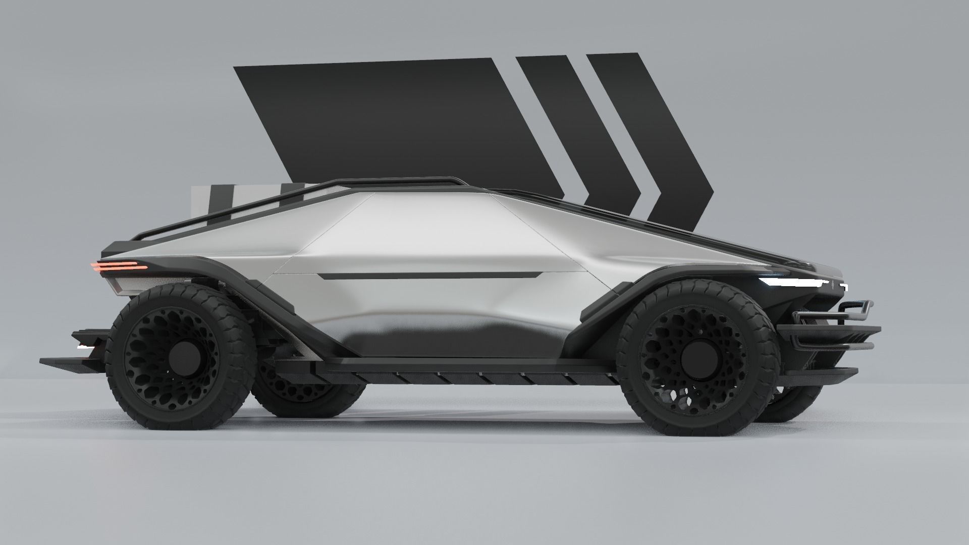 SCI-FI Futuristic CYBERTRUCK CONCEPT - design study Low-poly 3D model_1