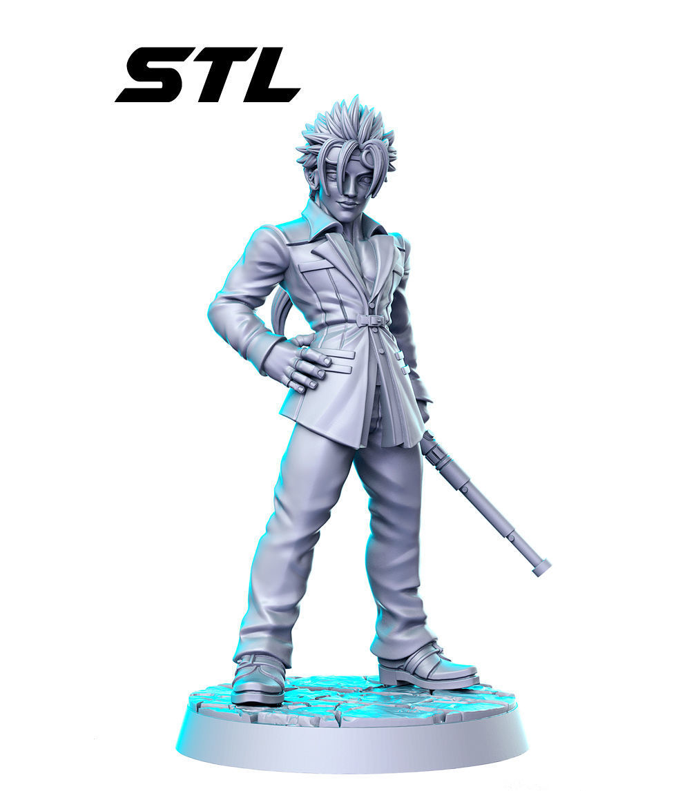 Reno shinra Final Fantasy 32mm Pre-supported 3D print model_1
