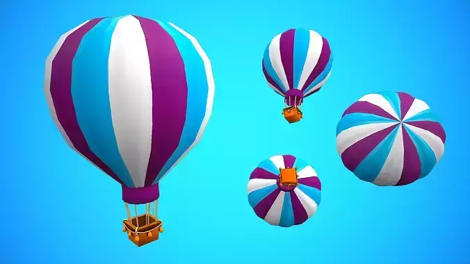 HOT AIR BALLOON CARTOON STYLIZED 02