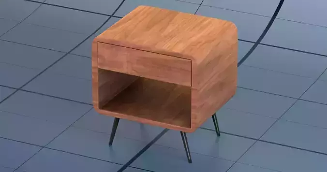 Nightstand PBR wooden side table with legs 3D model