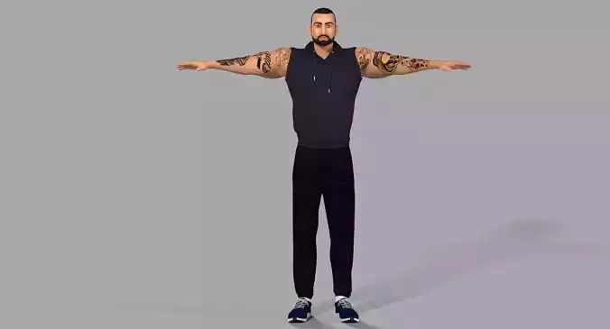 Muscular Gangster Character Low-poly 3D model