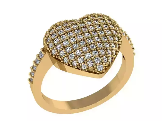 Ring406 gold heart ring with diamonds