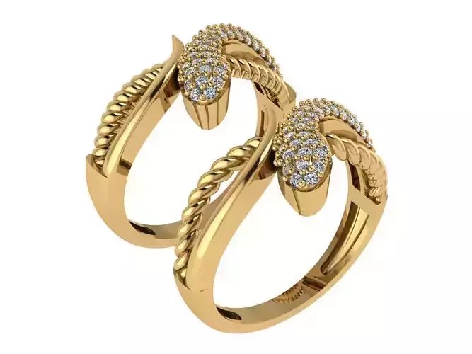 Ring407 two gold plated rings with diamonds